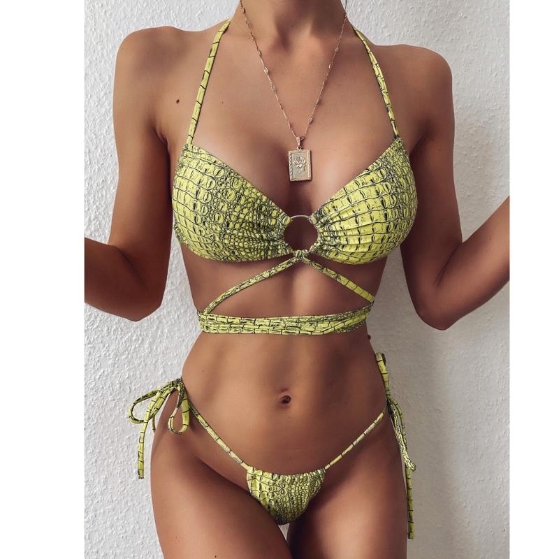 

Women Snake Print Push-up Bikini Mujer Padded Bra Bikini Set 2020 Summer Swimsuit Women Push Up Swimwer Two Piece Set #3