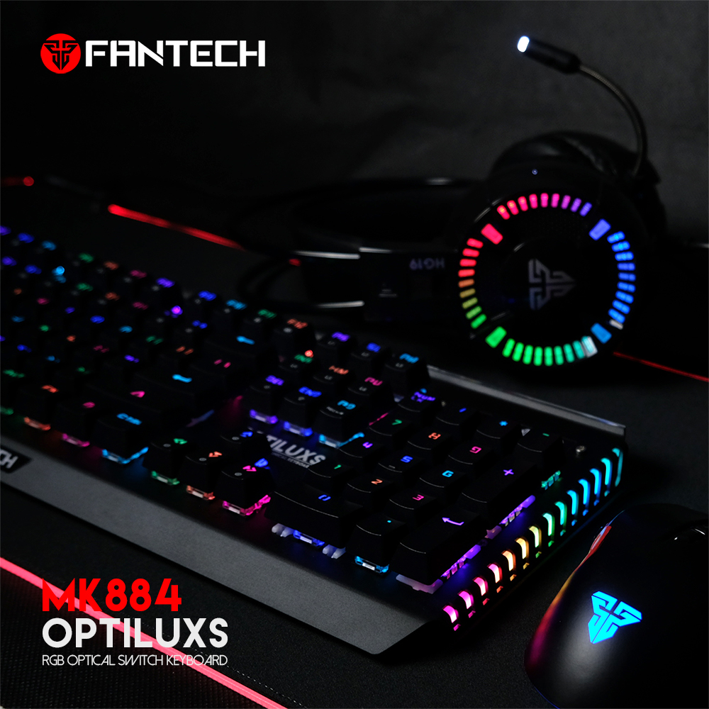 

FANTECH MK884 RGB Gaming Keyboard All Buttons Have No Conflicts English Waterproof Optical Axis Keyboard For Keyboard Gamer
