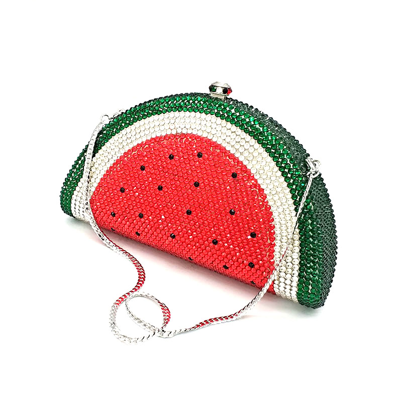

design Bridal wedding party purses women evening party diamonds fruit watermelon slice clutches full crystal purses, Send pictures