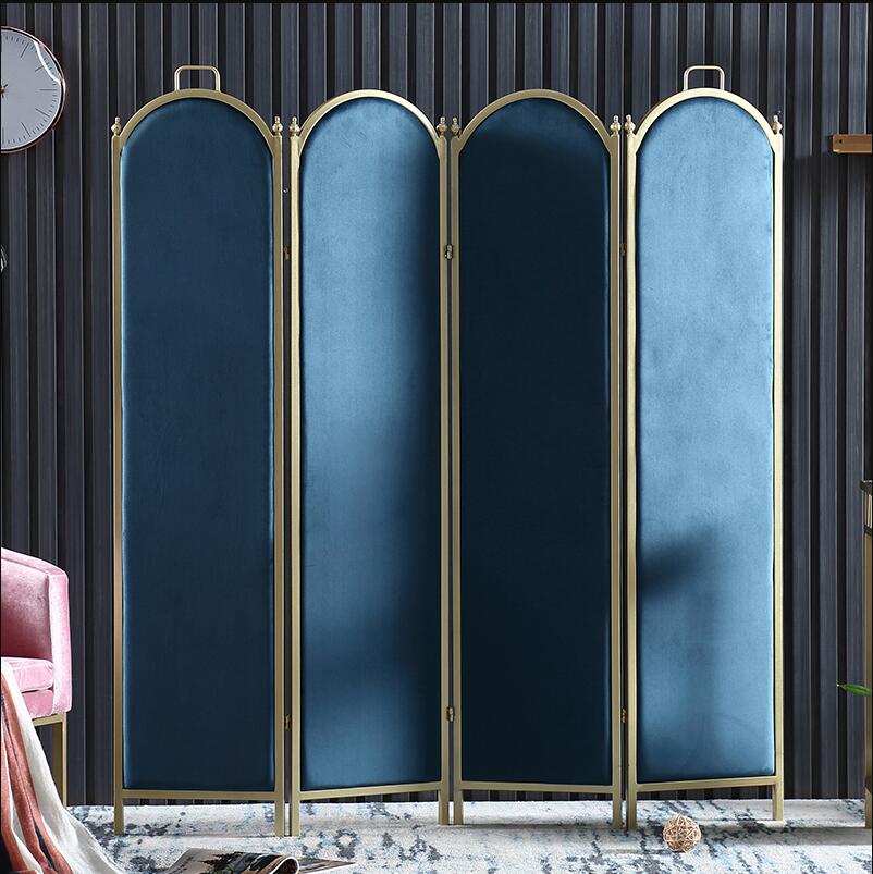 Folding mobile screens modern simple Room Dividers partition Nordic style light luxury European velvet fabric screen-image-509799477