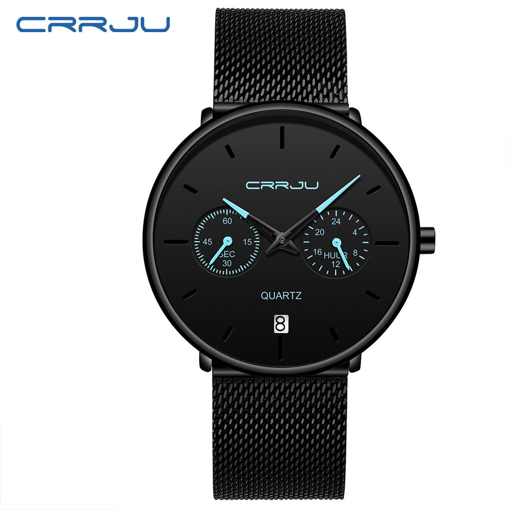 

mens designer watches CRRJU Full Steel Casual Waterproof Watch for Man Sport Quartz Watch Men's Dress Calendar Watch Relogio Masculino, Slivery;brown