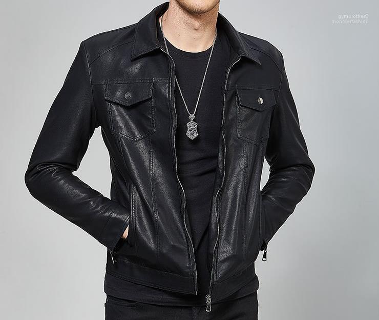 

Hombres Jacket Coats Clothes Mens Black PU Leather Jackets Autumn Spring