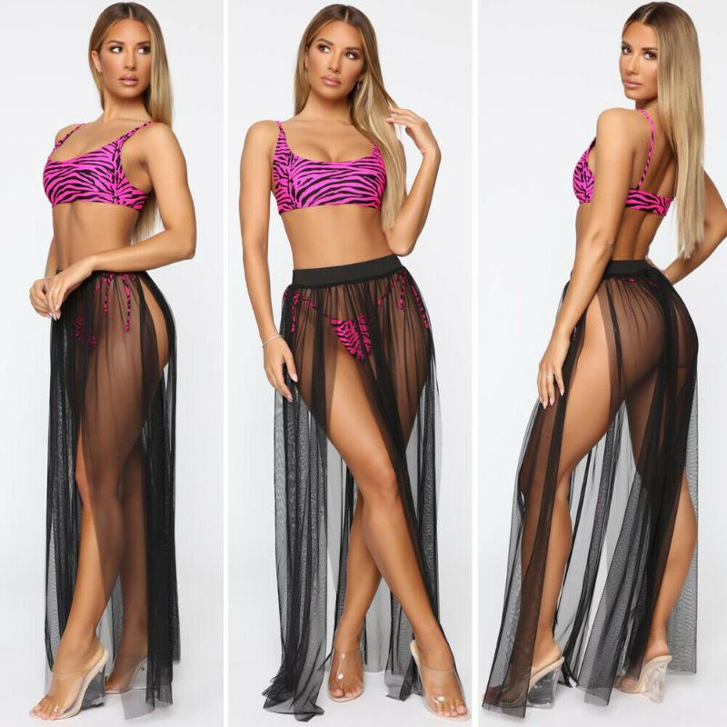 

Fashion Women Rainbow Swim Wear Bikini Cover Up Sheer Beach Dress Skirt High waist Swimsuit Sarong Pareo Beachwear