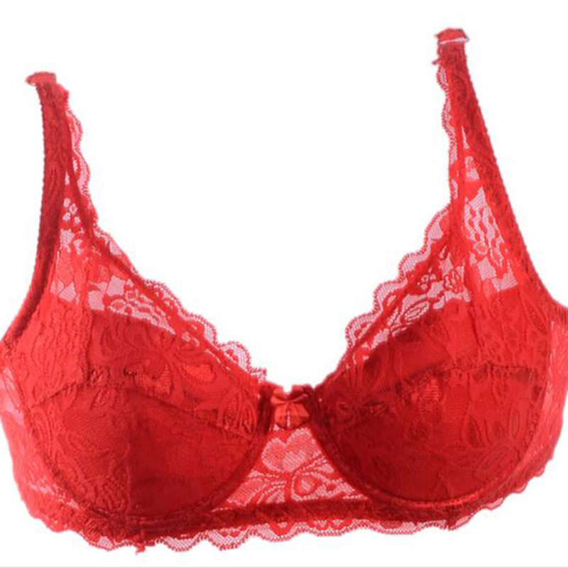 

Brand Women 3/4 Cup Sexy Bra Floral Lace Embroidery Underwear Ladies Plus size Push Up Padded Breathable Bra Black Red Bh