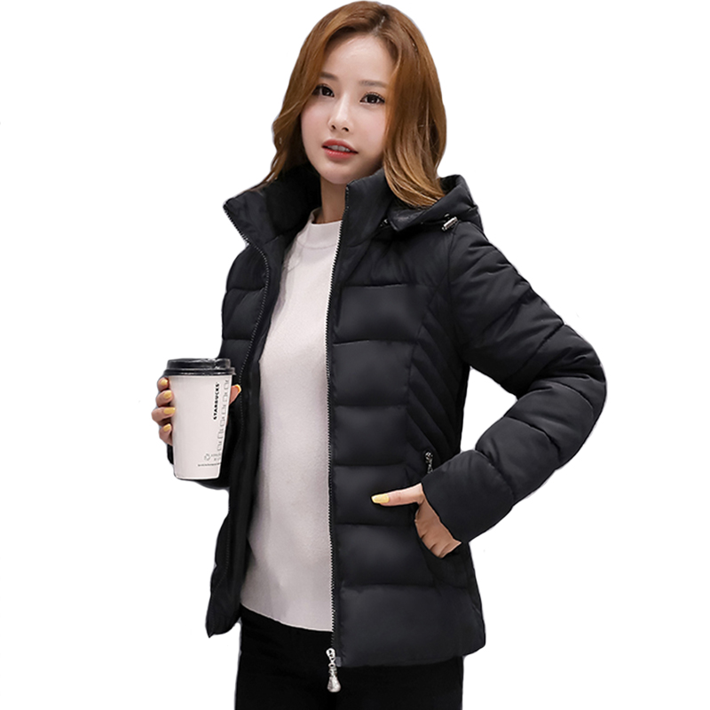 

2019 Winter Jacket Women Hooded Slim Short Ladies Basic Jacket Outwear Padded Autumn Female Coat Casaco Feminino, Pink