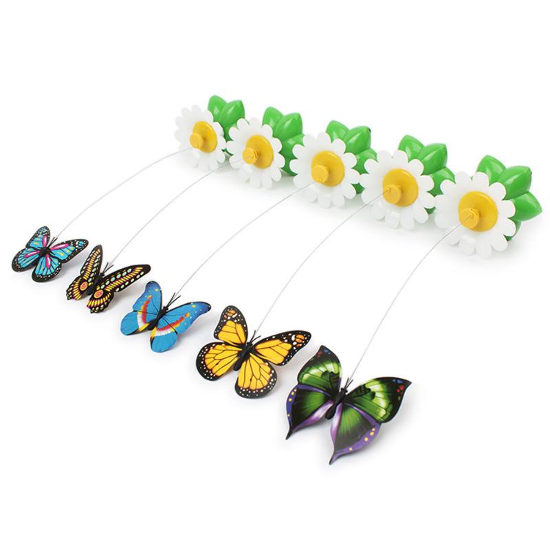 

Interactive Pet Accessories Electric Gift Random Color Funny Training Home Butterfly Flying Battery Powered Cat Toy
