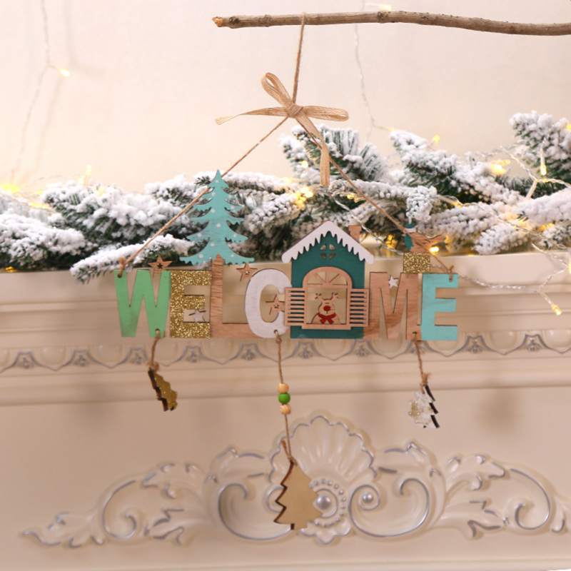 

Christmas Wooden Wind Chimes String Listing Welcome Sign Hanging New Year Decorations Welcome Sign Christmas Ornaments