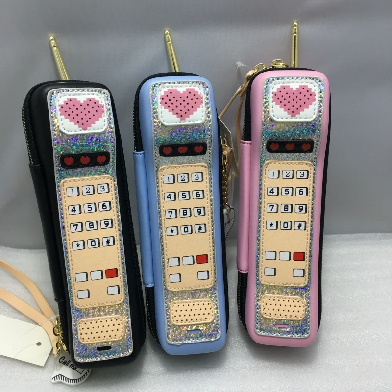 

2021 Totes selling retro personality mobile phone Fashion Bags design PU leather cartoon printing womens casual mini party bag clutch, Blue