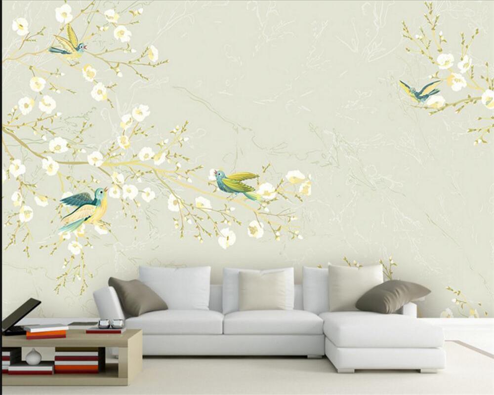 

WELLYU 3D custom wallpaper home decoration wallpaper abstract flower and bird picture living room background wallpaper3D, As pic