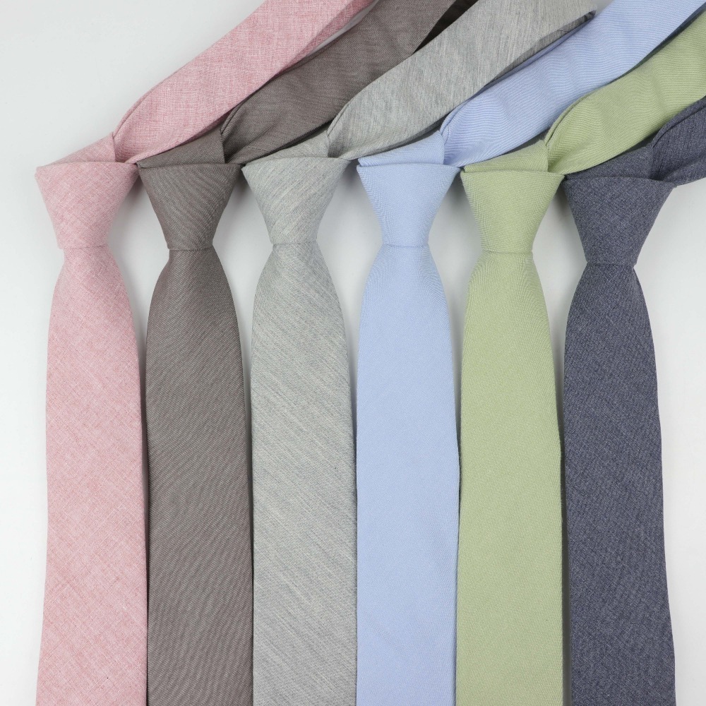 

High Quantity Cotton Ties Men's Solid Color Tie Narrow Necktie Slim Skinny Cravate Narrow Thick Neckties