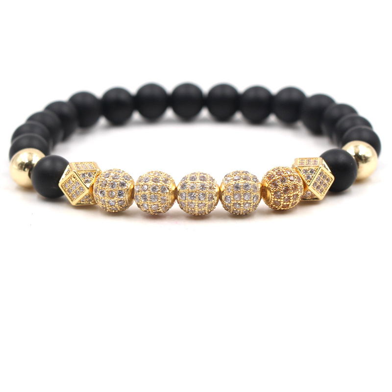 

Fashion Bracelets 8mm Cubic Zirconia Ball Beads Bracelet Luxury Designer Jewelry Women Bracelects Men Buddha Beads Bracelet For Gift, Black