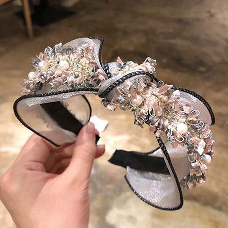 

Women Tie Lace Hairband Headband Pearl Knot Fabric Hair Hoop Bands Accessories