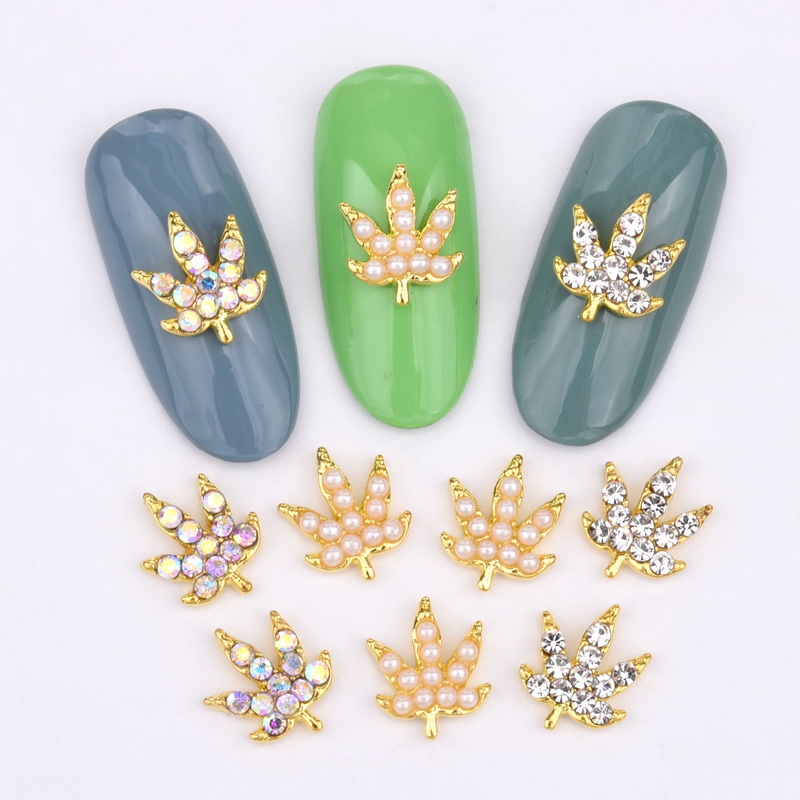 

10 pcs new nail art decorative glass gemstone rhinestone Leaves series alloy retro effect DIY charm nail accessories LH333-342