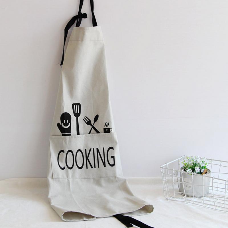 

New Fashion Clothing Overalls Cotton Linen Apron The Kitchen Bakery Baked Cotton Apron Mom Helper Kitchen Accessories-Light Gray