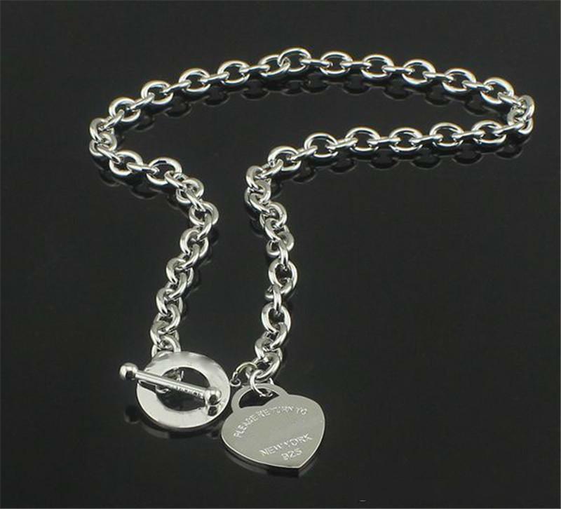 

Fine TO 925 Sterling Silver Love Chain Necklace Wedding 925 Jewelry Heart Pendant Necklace Birthday Xmas Gift New Arrive Charm