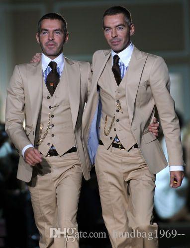 Haute Qualité Un Bouton Marié Tuxedos Peak Revers Homme Prom Costumes D'affaires Hommes Vêtements De Noce (Veste + Pantalon + Gilet + Cravate) D: