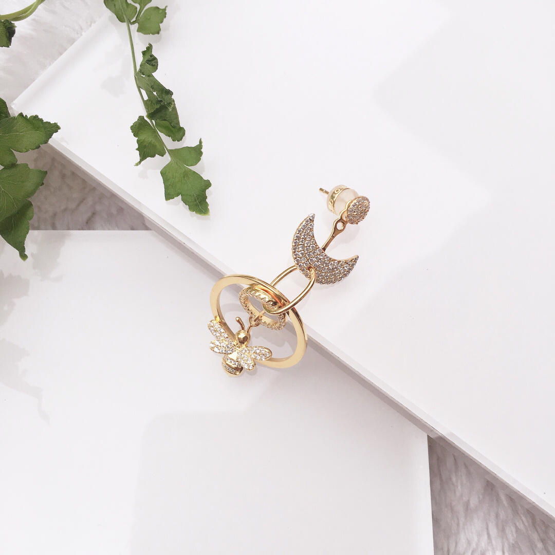 

Jewelry Gold Earrings 925 Silver Bee Styling Paper Clip Single Earrings Women Jewelry Gift