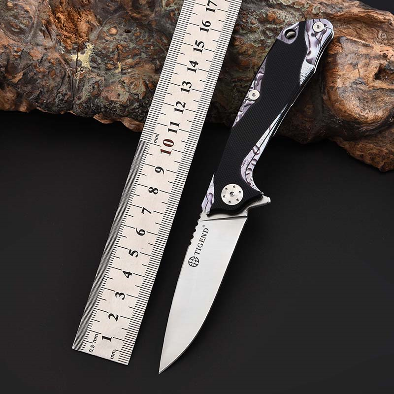 

TIGEND knife blades folding pocket fixed blade knives hunting knife survival EDC utility outdoor tactical print G10 Ball Bearing D2 Steel