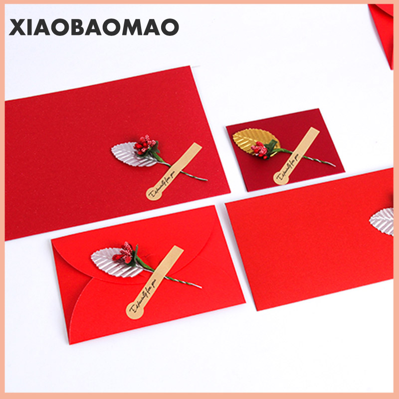

5pcs Pearl Red Paper Envelopes DIY Multifunction School And Office Supplier Stationery