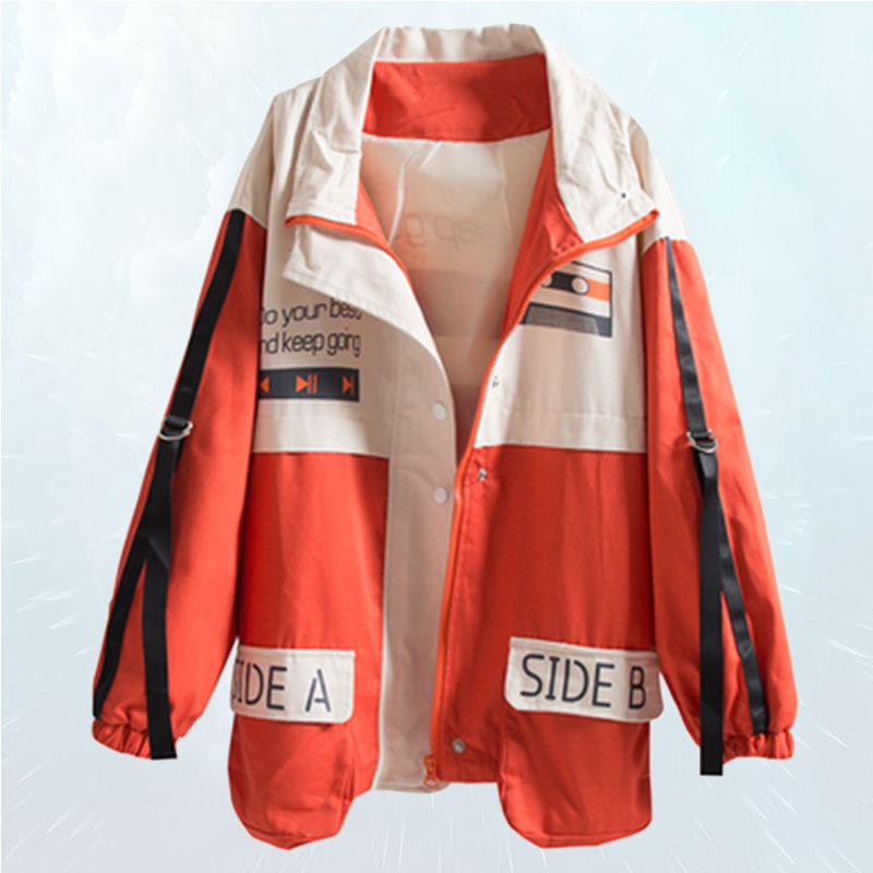 

Spring Autumn Jacket Women 2019 Loose Plus size Basic Jacket Color Printed Harajuku Outwear Female chaqueta mujer SL197, Black