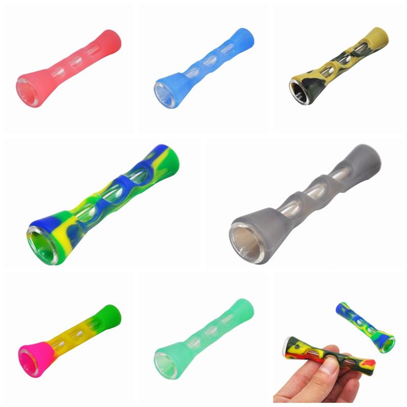 

Colorful Silicone Tube Cover Case Pyrex Glass Smoking Mouth Tips Mounthpiece Innovative Design High Quality Portable Mini Hot Cake DHL