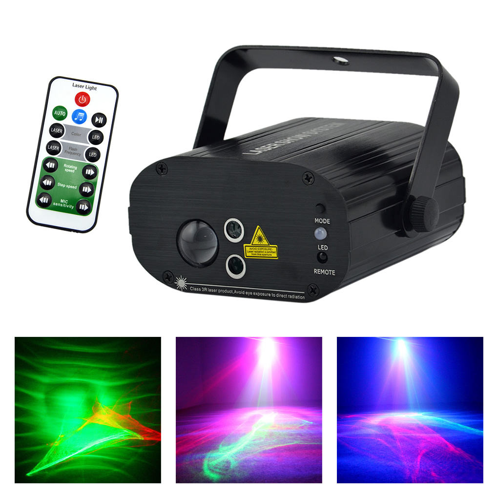 AUCD Mini Red Green Laser Light Mixed Aurora RGB LED Remote Music Party Disco Show DJ Home Wedding Stage Lighting W-A200RG-image-458878708