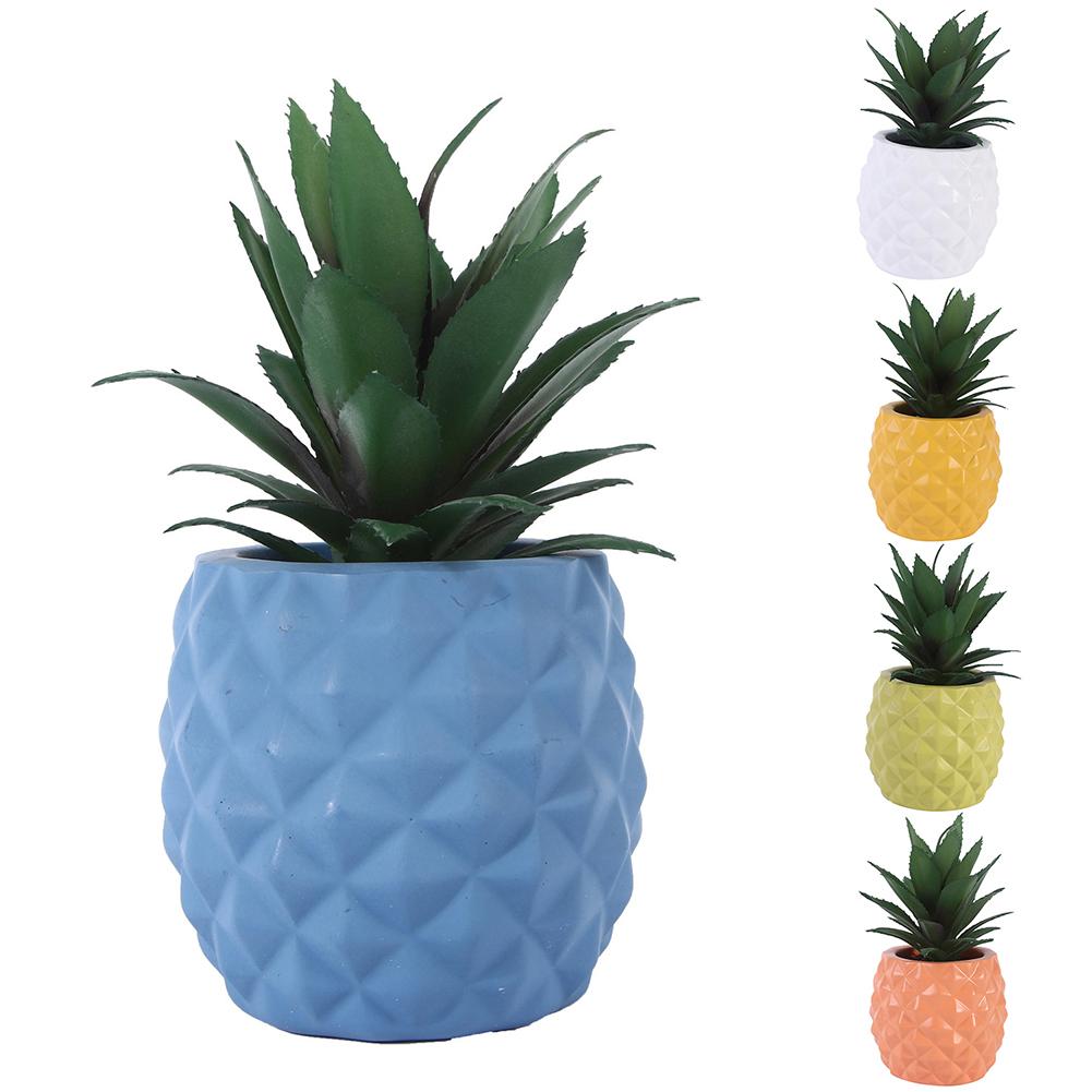 

45# Artificial Pineapple Decor Fake Resin Potted Plant Bonsai Garden Home Tabletop Fake Green Pot Plants Ornaments Home Decor, White