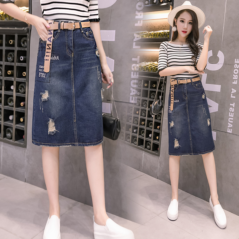 

Blueberries Denim Skirts Long Fair Maiden Temperament In The Denim Skirt ShuHua431, Blueberry