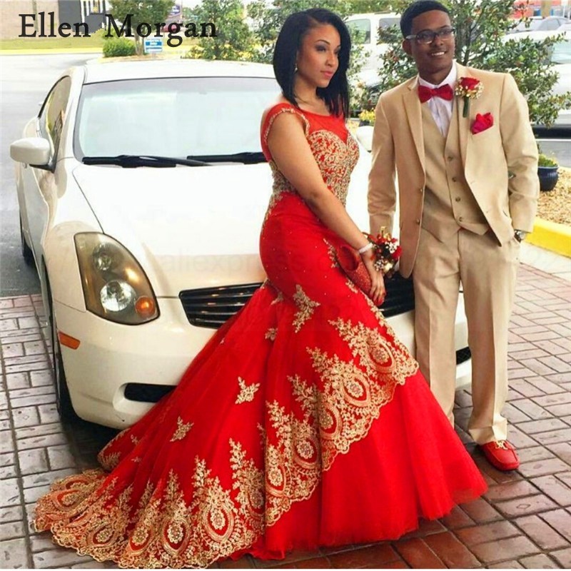 red prom dress with date