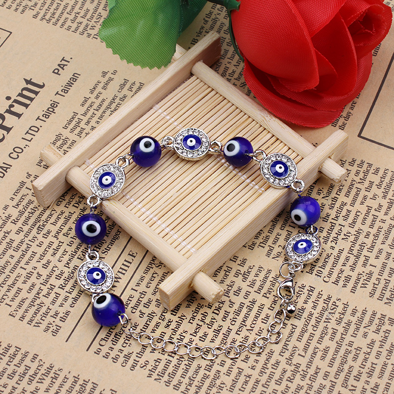 

Link, Chain High Quality Glass Evil Eye Beads With Alloy Charms Bracelets For Women Girl Boy As Gift