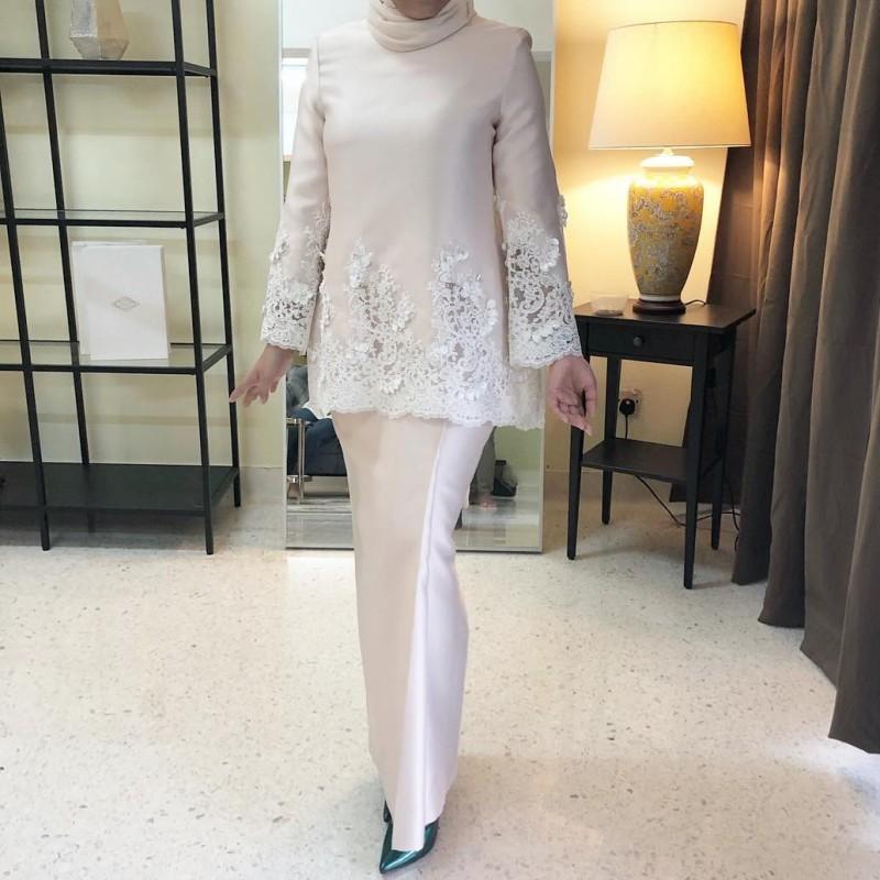 De plus Taille Deux Pièces Mère des robes de mariée arabe musulmane robe en dentelle à manches longues Prom Robes De Fiesta De Noche