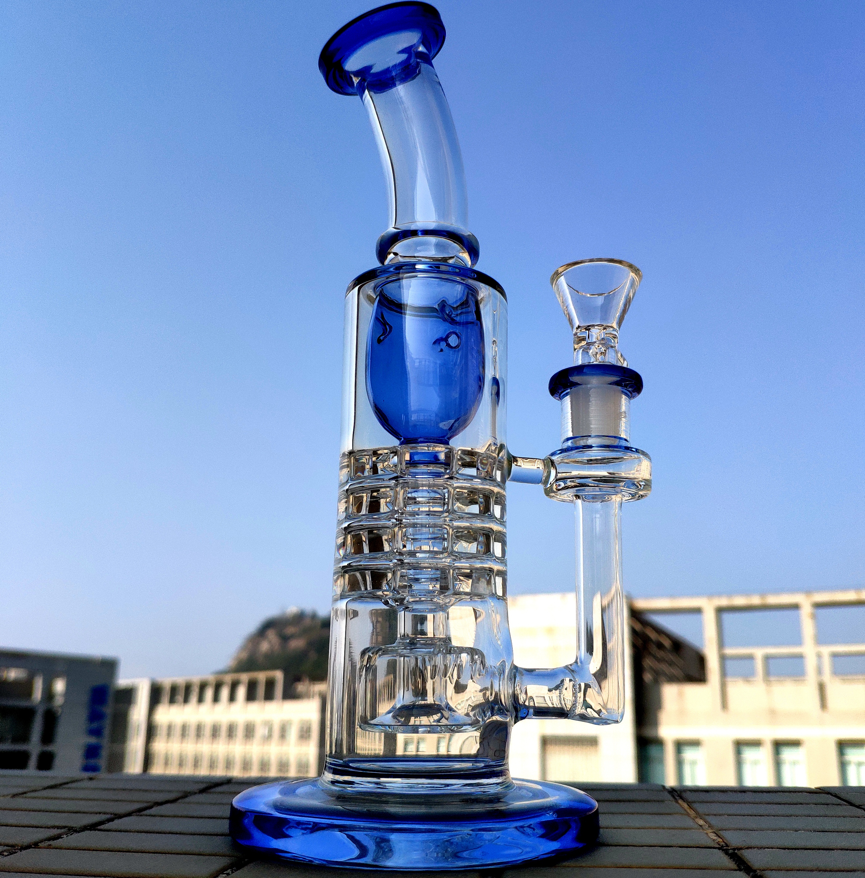 

8 Inch Green PurpleThick Heady Glass Bong Barrel Perc Bongs Inverted Showerhead Oil Dab Rigs Ratchet Perc Rigs Torus Water Pipes With Bowl