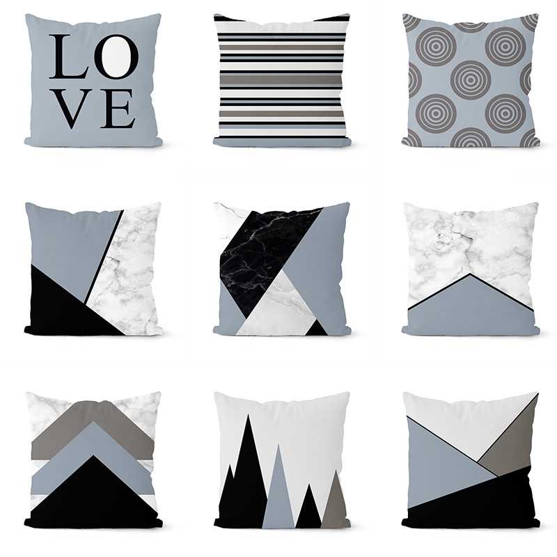 

Nordic Blue and Grey Cushion Cover 45*45cm Polyester Geometric Pillow Cover Decorative Pillows Home Decoration Throw Pillowcase Pillow Case, 13