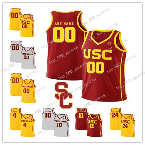 

Custom NCAA USC Trojans 24 Brian Scalabrine 4 Chimezie Metu 24 Brian Scalabrine Nick Rakocevic White Red vintage College Basketball Jersey, Black