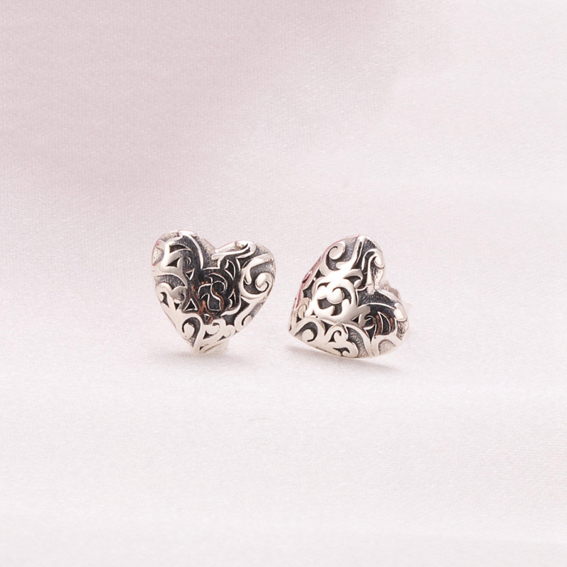 

Wholesale-Heart Stud Earrings Luxury Designer Jewelry for Pandora Aristocratic Heart 925 Sterling Silver Lady Stud Earrings with Box