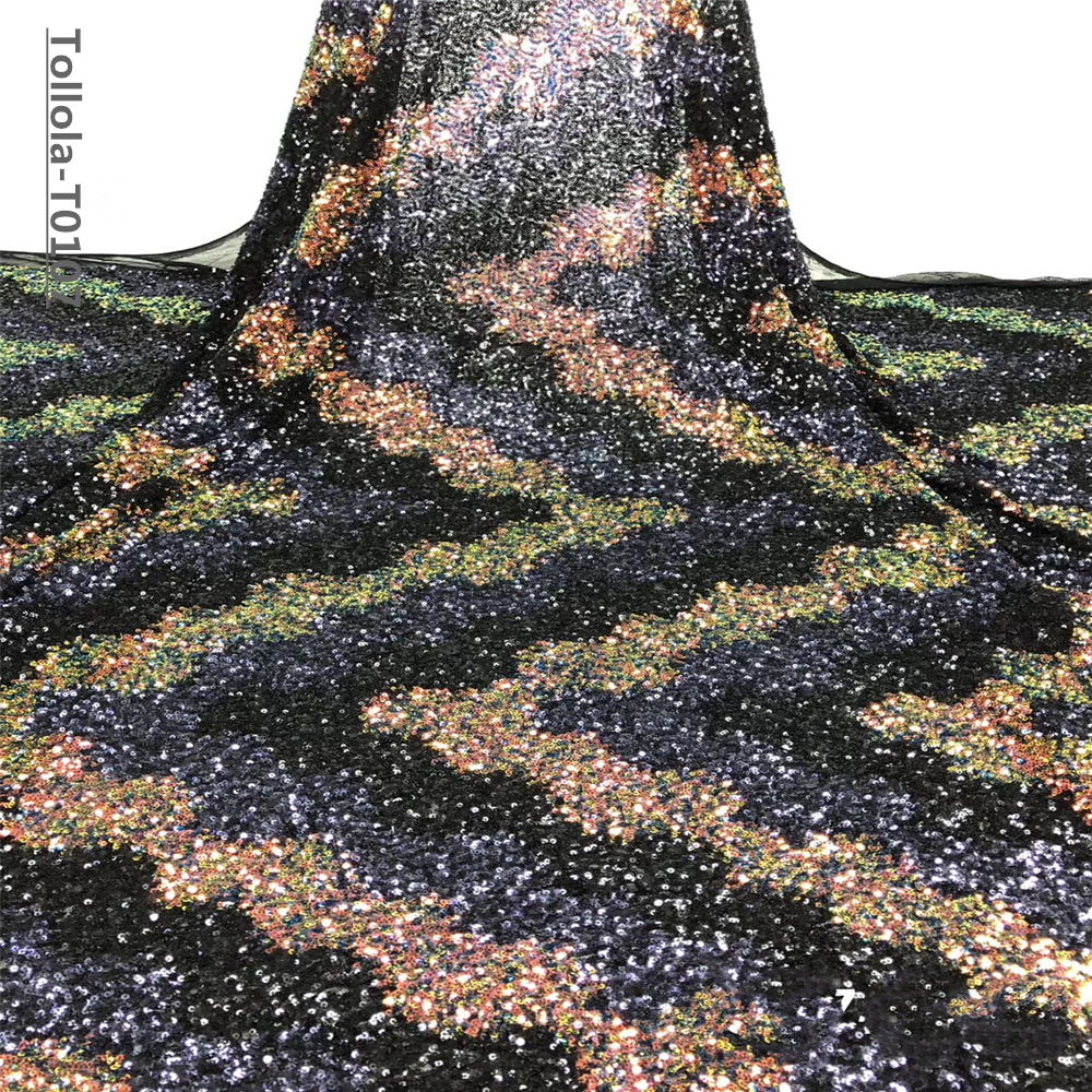 

With Gold Sequined African Lace Fabric Latest Stye French Mesh Net Tulle Lace High Quality For Women Evening Dress