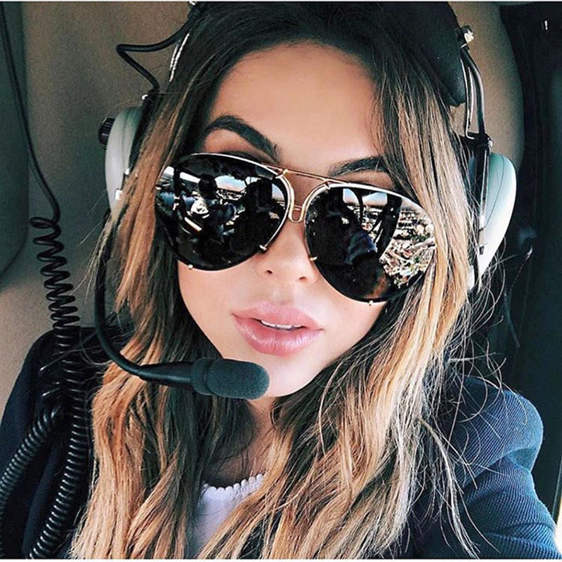 

oversized sunglasses Sun sunglasses clear lens glasses black sunglasses 2019 luxury vintage European and American sun glasses