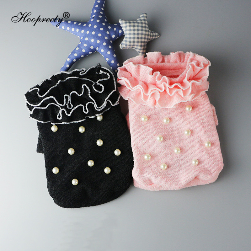

Fashion Sweety Dog Clothes Pet Supplies Clothing Cat Pearl Lace Princess Knit Bottoming Shirt Autumn And Winter Dog Sweater 10A, Black