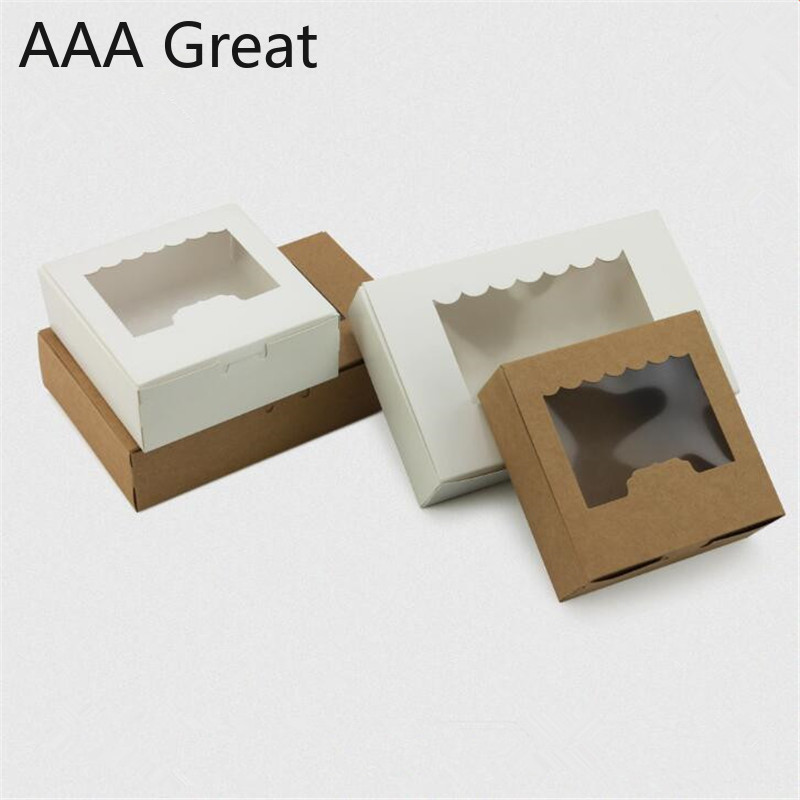 

10Pcs/Lot Paper Boxes With Window Cookie Cake Decorating Supplies Christmas Wedding Party Favor Baking Gift Paper Boxes Packing