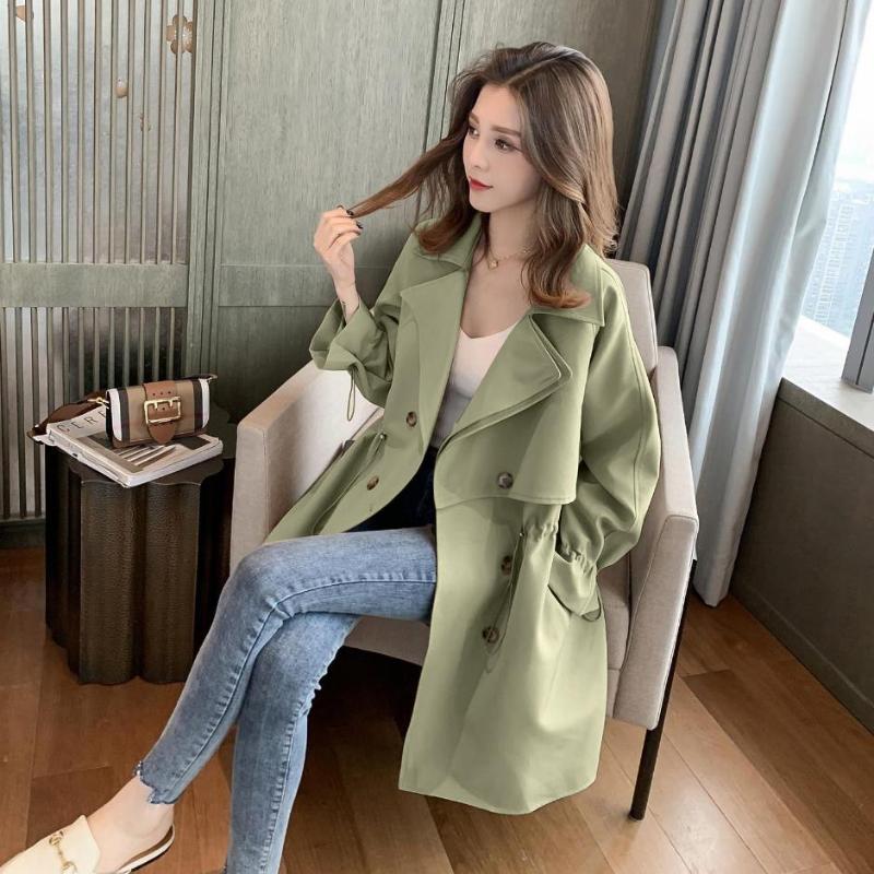 

2020 New Trench Women long Section Solid color Coat Lightweight Casual lady' Windbreak Collection, Beige