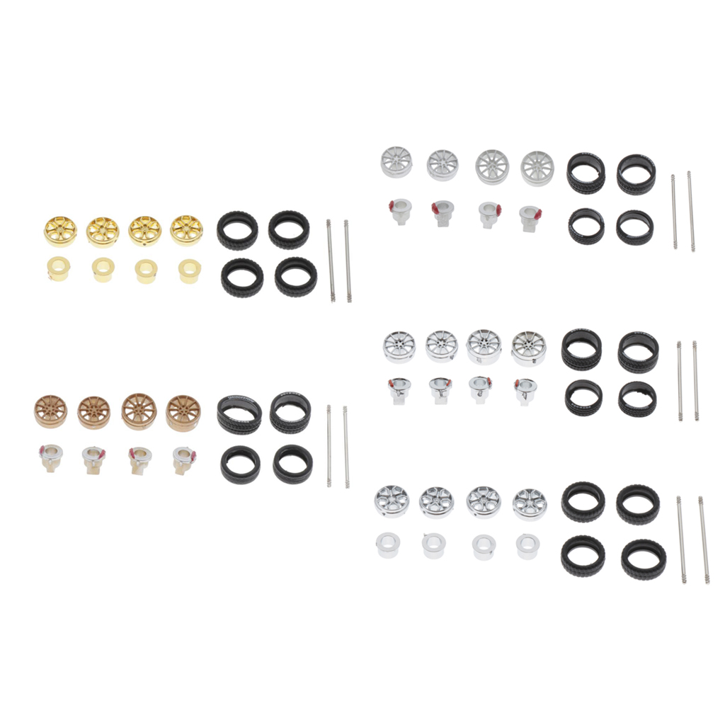 

5 Set 1/64 RC Car Truck Model Wheel Hub Rubber Tire Replacement Parts for Kids RC Toys