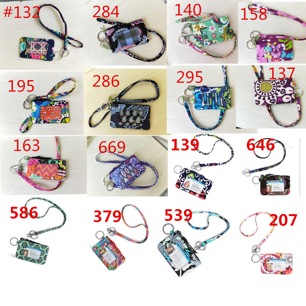 

NWT Cotton Flower Zip ID Case & Lanyard ID Card Holder Credit Card Bus Card Case coin purse small wallet, Multi