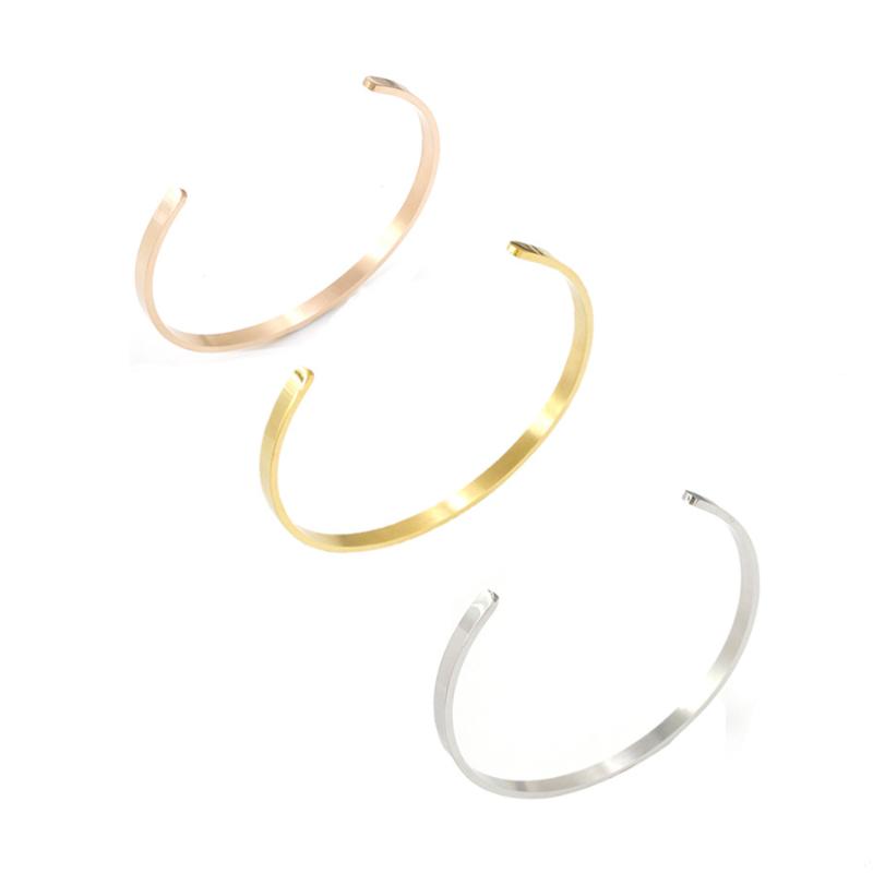 

Bangle 100% Stainless Steel Blank Open Expandable Gold/Rose Gold Metal Adjustable DIY Bracelets 63mm Wholesale 10pcs