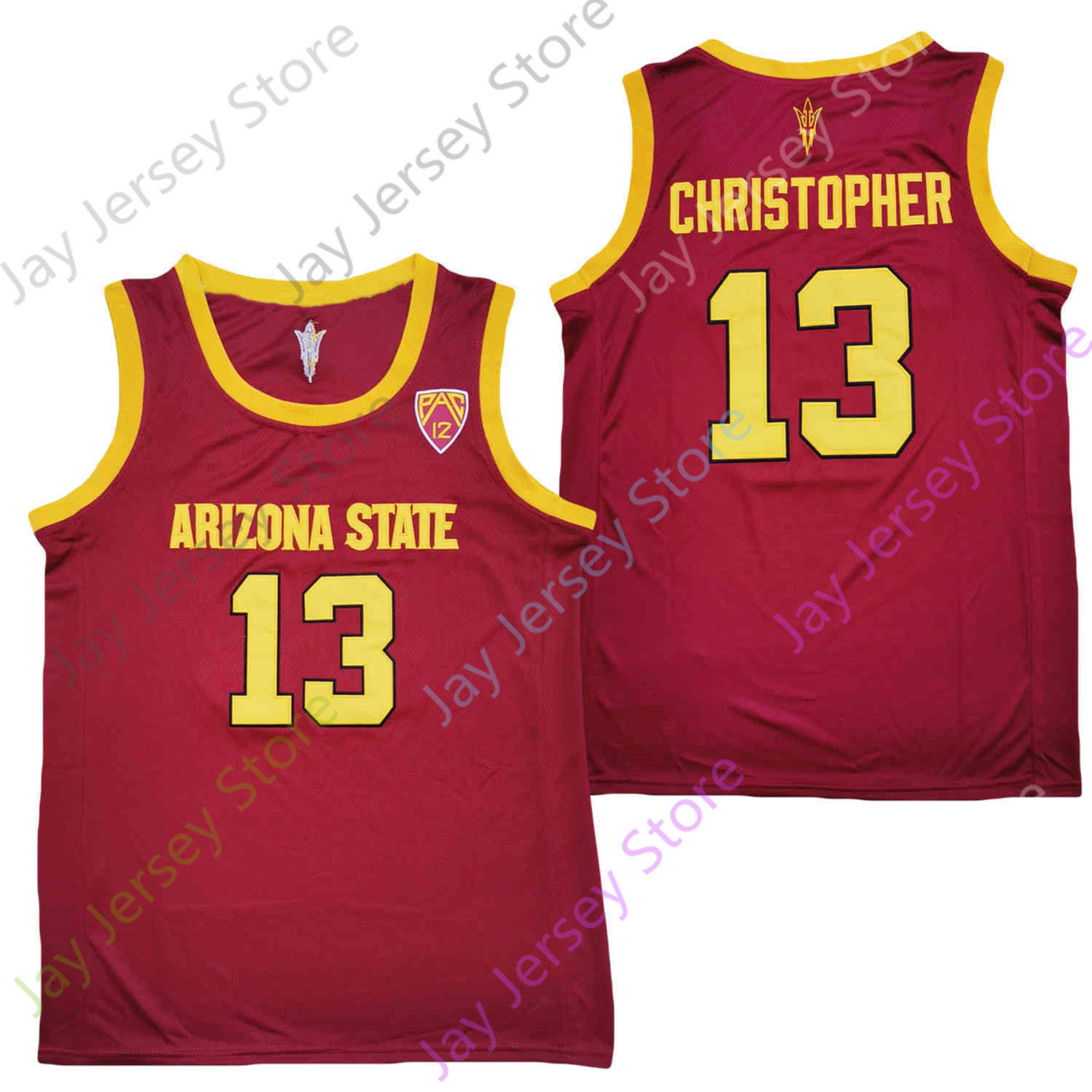 

2020 New NCAA College Arizona State Sun Devils ASU Jerseys 13 Caleb Christopher Basketball Jersey Red White Size Youth Adult