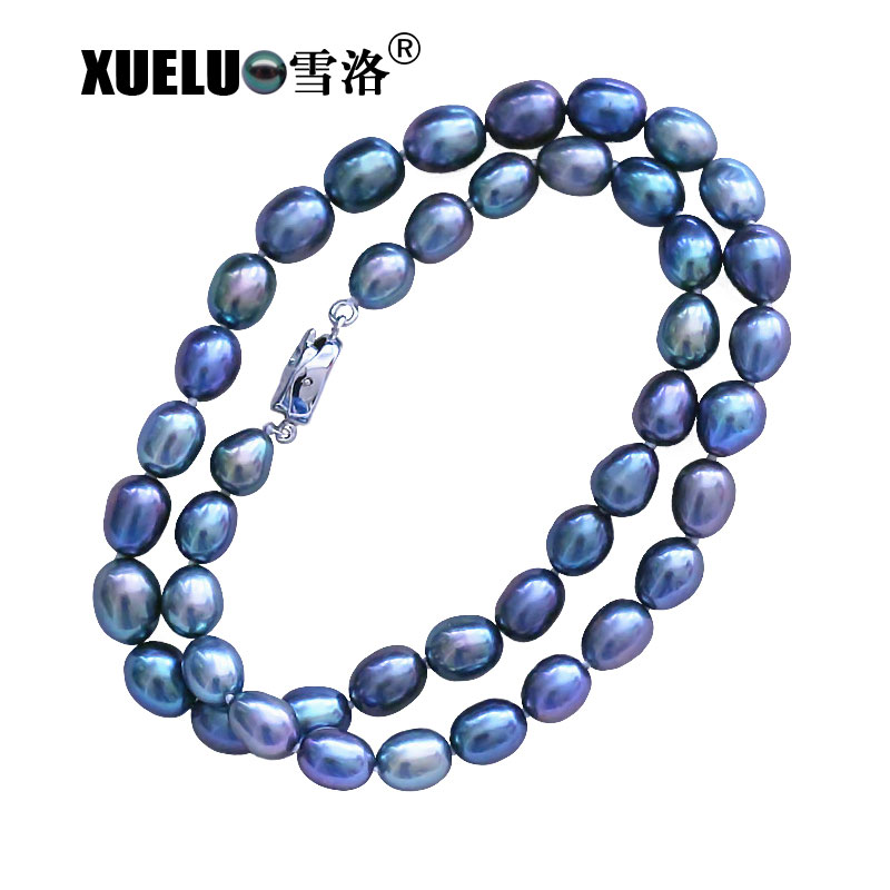 

Chokers XUELUO 8-9mm Oval Shape Black Genuine Cultured Freshwater Necklace For Women