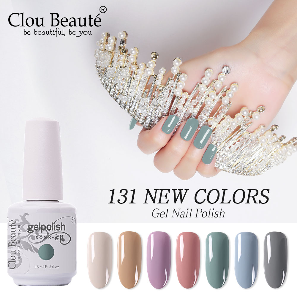 

Clou Beaute 5pcs/lot UV Gel Varnish Nail Polish Set For Manicure Gellak Semi Permanent Hybrid Nails Art UV Gel Nail Polish, 5pcs-15ml-zh30