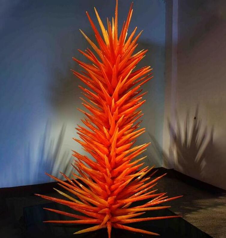 Wholesale Hand Lamps Tree Floor Lamp Orange Murano Blown Glass Conifer Sculpture for Party Garden Art Decoration-image-505900231