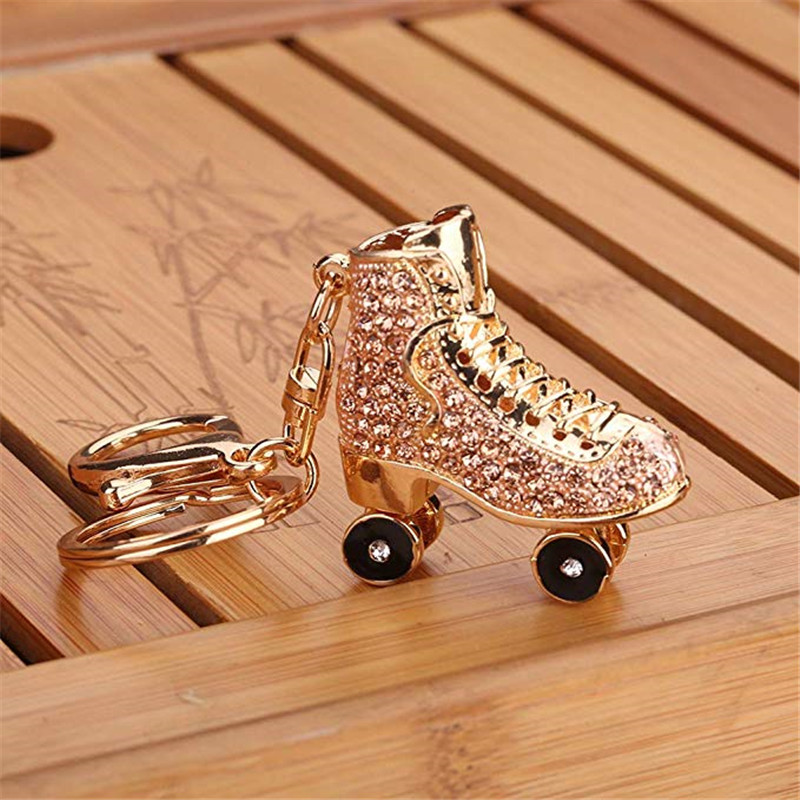 

Roller Skates Shoe Crystal Keychain Handbag Pendant Keys Holder Rhinestone Keyring