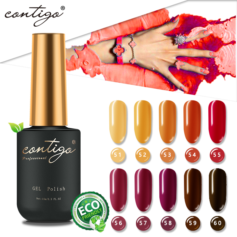 

CONTIGO Semi-permanent uv Varnish 15ml Red Series Colors Gellac for Nails Hybrid Gel Nail Polish Manicure Set Painting Lacquer, 15ml-57