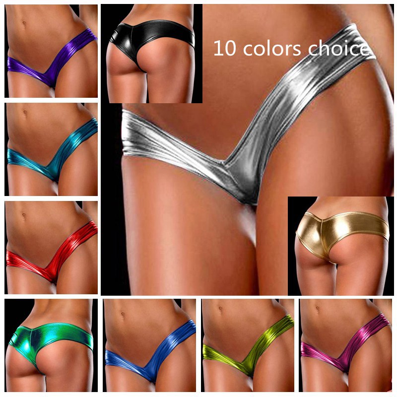 lingerie en cuir Faux latex robe costumes érotiques sous-vêtements sexy culotte de cuir femmes slip en latex brillant sous-vêtements serrés